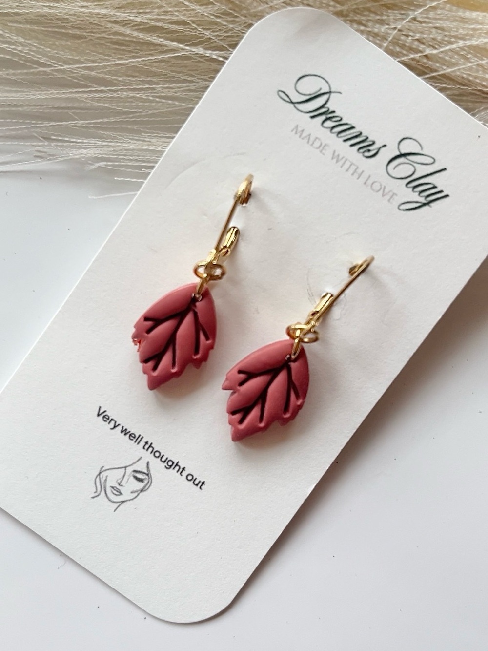 Terracotta Leaf Dangle Earrings